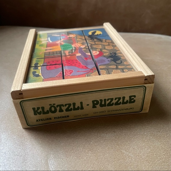Vintage Klötzli puzzle Switzerland Hansel Gretel Atelier Fischer cube 6 in 1 - Picture 10 of 10